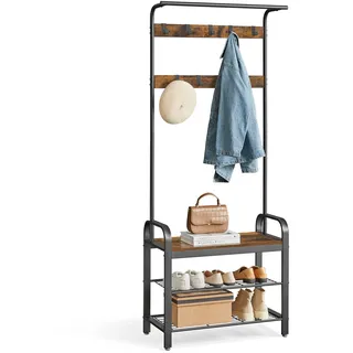 VASAGLE Schuhbank 72 x 183 x 34 cm vintagebraun-schwarz / vintagebraun