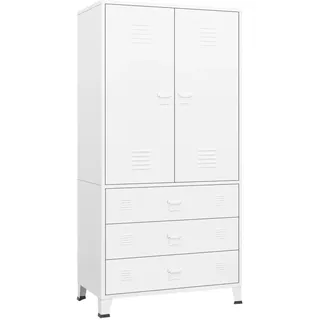 Industrial Kleiderschrank Weiß 90x50x180 cm Metall - Weiß