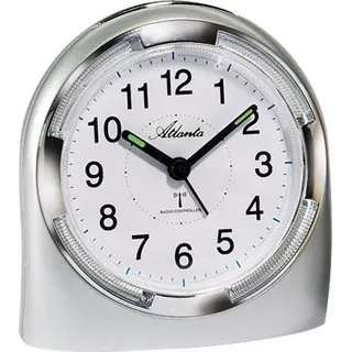Atlanta 1404/19 Wecker Funk Funkwecker analog silbern mit Licht Snooze - Weiß