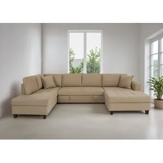 OTTO home Wohnlandschaft Polyester U-Form 3-Sitzer Braun