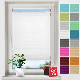 bobodeco Plissee ohne Bohren Plissees Klemmfix - Weiß 80 x 120 cm (BxH) - Easyfix plisseerollo Jalousie Faltrollo Blickdicht - Sichtschutz - Sonnenschutz Fertifplissee - Rollos für Fenster und Tür