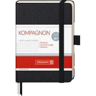 Brunnen Notizbuch Kompagnon Klassik A6 kariert, schwarz