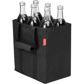 achilles Flaschentasche 6 Fächer je 1,5 Liter – Reißfester Flaschenkorb mit Klettband – Faltbarer Flaschenträger mit Trennwänden – Flaschen Einkaufstasche für Wasserflaschen, Wein und Bier – Schwarz