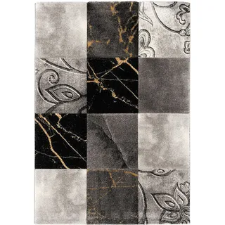 Pergamon Designer Teppich Maui Karo Barock , Schwarz , Textil , 160x230 cm , Teppiche und Böden, Teppiche