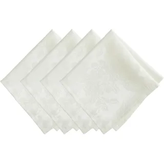Elrene Weihnachtsstern Eleganz Jacquard-Servietten, 4 Stück, Polyester, Elfenbein, 17" x 17" (Set of 4), 4