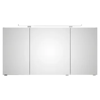 Saphir Badezimmerspiegelschrank »Serie 4010 Badezimmer-Spiegelschrank inkl. LED-Aufsatzleuchte«, Badschrank 140 cm breit, 3 Türen, 6 Glas-Einlegeböden, inkl Türdämpfer grau