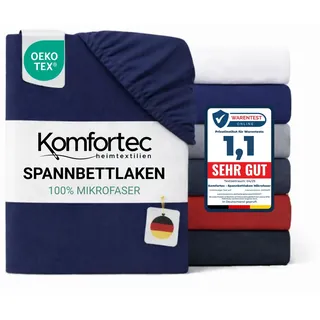 Komfortec Spannbettlaken Mikrofaser 180 x 200 cm Blau
