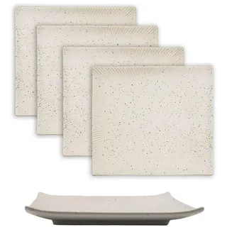 Intirilife Sushi Platte 23,4x26 cm Weiß 4er Set