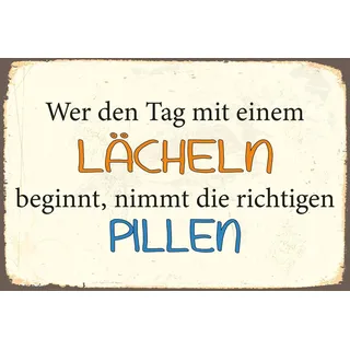 Queence »Lächeln« schwarz (farbe bild(er): schwarz), B:30cm H:20cm, Metall, Stahl, Bilder, Metallbild, Stahlschild, Blechschild, Sprüche, Texte, witzig,