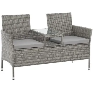 Svita Rattanbank Chicago Grau , Kunststoff , rechteckig , 134x84x62 cm , Gartenmöbel, Gartenbänke