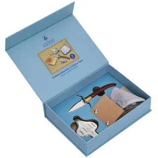 LAGUIOLE HERITAGE - Austern-Set - 4 Zubehörteile - Austernmesser, Zitronenpresse, Austernblock, Topflappen - Edelstahl, Palisanderholz - Geschenkbox