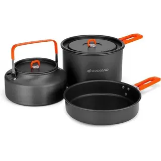 Kochset für Outdoor-Kocher, Campingkochset mit Kochtopf, Kochtuch und Bratpfanne, Kochgegenstände für Camping, Outdoor, Kochen, Wandern, Reisen