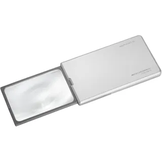 Eschenbach Optik Taschenlupe "easyPOCKET XL", Einschlaglupe mit echter 2,5x-Vergrößerung, mit eingebauter Halterung, silber,