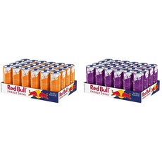 Red Bull Energy Drink Apricot Edition 24er Palette, EINWEG (24 x 250ml) & Energy Drink Purple Edition - 24er Palette Dosen - Getränke mit Acai-Beere-Geschmack, EINWEG (24 x 250 ml)