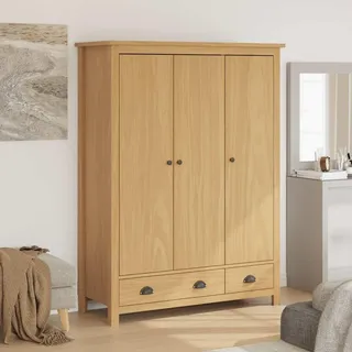 vidaXL Kleiderschrank mit 3 Türen Hill 127x50x170cm Massivholz Kiefer - Braun