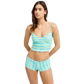 Bikini-Hose ROXY "Neon Queen Classic Shorty", Damen, Gr. M, bunt (tanager turquoise neon queen), Obermaterial: 85% Polyester, 15% Elasthan., Badehosen Bikini-Hose