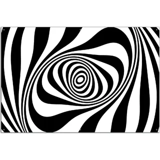 Wallario Outdoor-Poster für Garten oder Balkon, Motiv Optische Täuschung - Zebra Muster - schwarz weiß, in ca. 61 x 91,50 cm - Schwarz