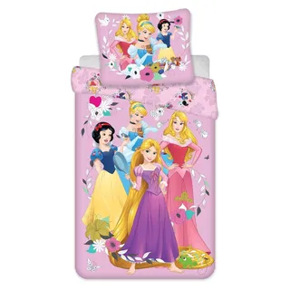 Disney Prinzessinnen Bettwäsche - 160x200 cm Baumwolle Kissen und Decke - Gelb