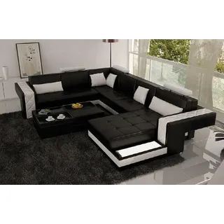 Design Ledersofa Ecksofa Eckcouch Polster Sofa Ecke USB + LED Wohnlandschaft