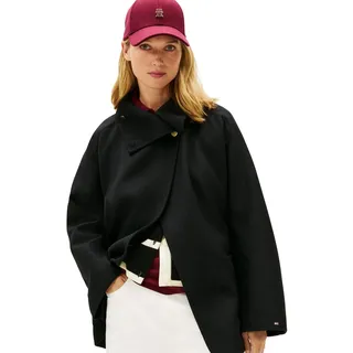 Tommy Hilfiger Damen DF Wool GB Trichter NK Mantel WW0WW47758 Andere Mäntel, Schwarz (Schwarz), Größe S - M, Schwarz (Schwarz), M