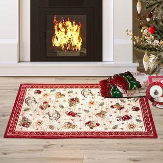 Villeroy & Boch Teppich »Nostalgic Shine Toy's Delight, eckig, rund und Läufer« rechteckig 6 mm Höhe Weihnachten, Wohnzimmer, Flur, Geschenk, Toys Delight, Dekoration, rot