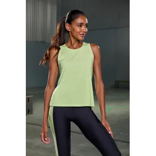 Sporttop LASCANA ACTIVE, Damen, Gr. XS (32/34), blau (grün), Obermaterial: 90% Polyester, 10% Elasthan, unifarben, figurumspielend hüftlang, Rundhals, Tops Sporttop, mit Cut-Out Ausschnitt im Rücken