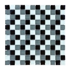 Mosaikmatte Glas Schwarz Grau Weiß 30 cm x 30 cm
