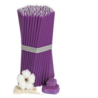 Diveevo Ritual Kerzen 100% Bienenwachs Lila Violett - Kerzen für Gebet Tischdeko Hochzeit - Ungiftig, Ruß - Tropffrei, Nachhaltige Produkte, Nr. 140, Höhe: 16 cm, Ø 5 mm (10 Stk)