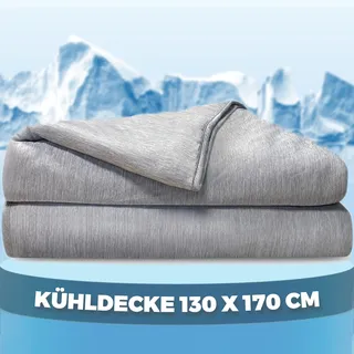 Pasper Kühldecke 130 x 170 cm einzelne Decke- sommerdecke selbstkühlend - Q-max < 0.43 - Kuscheldecke Grau - dünne Decke - für Menschen, Kinder, Babys und Haustiere