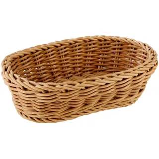 APS Korb, oval "PROFI LINE" - Körbchen, Flechtkorb aus Polypropylen - Abmessungen: 19 x 12 cm/Höhe: 6 cm/Farbe: Hellbraun