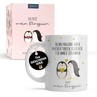 Amari® Pinguin Tasse – „Du bist Mein Pinguin“ – Hochzeitstag Geschenk – Premium Keramiktasse 325 ml – Spülmaschinenfester Kaffeebecher für Verliebte