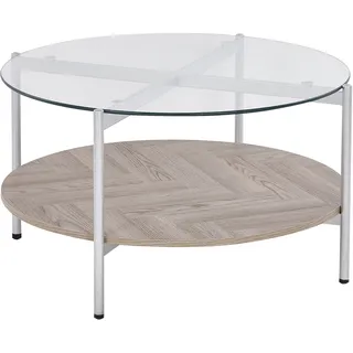 Beliani Couchtisch Lovell Sicherheitsglas Silber,