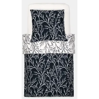 Brielle Mako Satin Wendebettwäsche Set 100 % Baumwolle/Fadenzahl 220  mit Reißverschluss 2-teilig Deckenbezug 135 x 200 cm Kissenbezug 80 x 80 cm Schwarz Weiß - Bunt