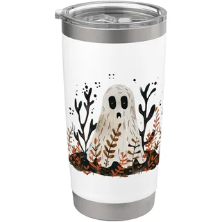 Skandinavische Volkskunst Halloween Ghost Boho Herbst Damen Top Doppelwandiger Edelstahl-Thermobecher