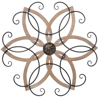 DRW Wandlampe aus Metall und MDF in Natur und Schwarz, 60 x 3 x 60 cm, bunt, estandar