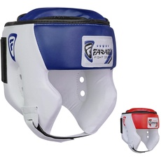 Farabi Sports kopfschutz Boxen Helmet with Adjustable Strap, Box kopfschutz Open Face kopfschutz MMA, Muay Thai, Sparring, Kampfsport, Karate, Boxing Helmet (L, White/Blue)