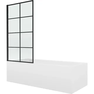 Mexen Vega rechteckige Badewanne 150 x 70 cm mit Verkleidung und 1-flügeligem Paravent 70 cm, schwarzes Muster - 550115070X9307?