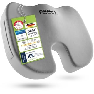 feela.® Orthopädisches Sitzkissen [3 Härtegrade] - Ergonomisches Sitzkissen für Bürostuhl & Co - Wirkt Schmerzreduzierend, Erhöht Sitzkomfort, Fördert Durchblutung und Entlastet das Steißbein (Medium)