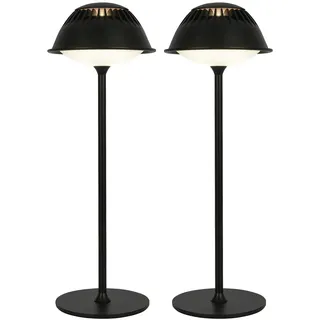 LuminexDesigns 2ER Kabellose LED Tischlampe Vintage – Industrial Schwarz Mattem Metall Design, Touch Dimmbar, Wasserfest Tischleuchte Akku für Nachttisch, Wohnzimmer, Arbeitszimmer, Café, Bar, Outdoor