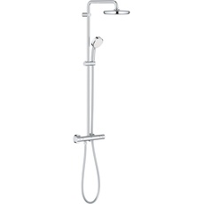 GROHE Tempesta Cosmopolitan 210- Duschsystem mit Thermostatbatterie (Wandmontage, Verbrühungsschutz, 390mm Duscharm, perfektes Strahlbild ), chrom, 27922001