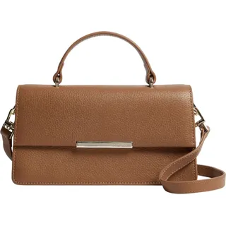 Ted Baker Leder Handtasche Umhängetasche Rosly Bar Detail Elongated Top Handle Bag Brown braun - Braun