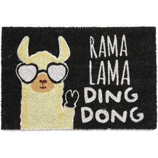 Relaxdays Fußmatte Lama, Kokos, Türvorleger mit Spruch, 60 x 40 cm, rutschfest, Fußabstreifer innen & außen, Mehrfarbig
