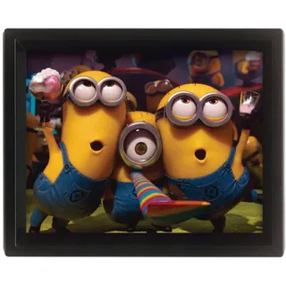 Pyramid International Minions Party 10x8 Gerahmtes 3D Poster, PET und Tinte Wird der Rahmen aus PS, Mehrfarbig, 29 x 25 x 5 cm