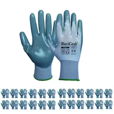 Ruvigrab - Arbeitshandschuh aus Nitril | Anti-Fett- und Öl-Handschuhe | Gartenhandschuhe | Handschuhe für Bauarbeiten oder Landwirtschaft | Arbeitshandschuhe für Damen und Herren | 24 Paar | Größe 9