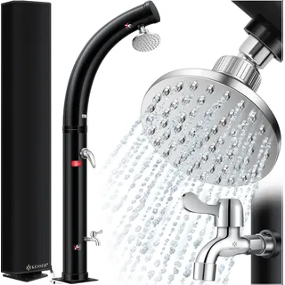 KESSER® Solar Gartendusche Solardusche Bogen mit Schutzhaube | warmes Wasser max. 60°C Pooldusche Camping | Regenduschkopf & Wasserhahn | Gartenschlauch-Anschluss - Schwarz