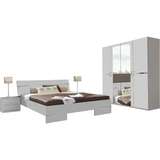 Komplettschlafzimmer WIMEX "Anna", weiß (weiß, absetzung chrom), B/H: 180cm x 200cm, Holzwerkstoff, Schlafzimmermöbel-Sets, Komplettschlafzimmer, Spar Set