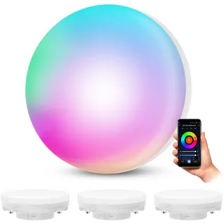 SSC-LUXon 4 Stück Smart Home WiFi LED Lampen GX53 dimmbar mit RGB & Weißtöne - Leuchtmittel kompatibel mit Alexa, Siri & Google
