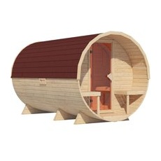 Karibu Fass-Sauna 3 Set Naturbelassen mit Schindeln Rot