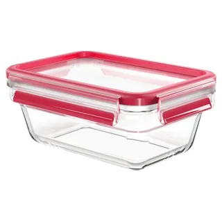 Emsa Clip & Close Glas rechteckig rot 0,85 l 2-tlg.