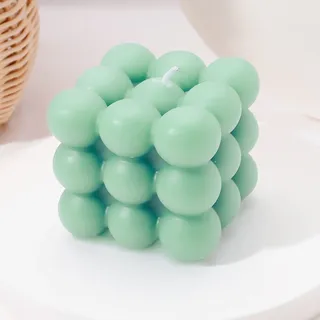 Bubble Kerze | natürlich und wohlriechend Handmade Kerzen | 100% vegane Kerzen | Nachhaltige Deko Kerzen Aus Natürlichem Sojawachs | Boho Deko | 6 x 6 x 6 cm (Grün, 1)